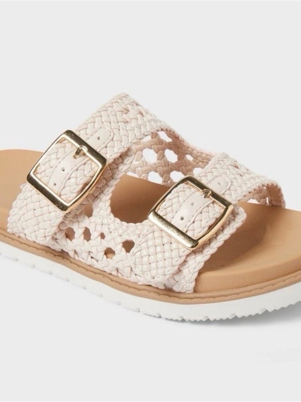 Cat & Jack Blush Braided Double-Buckle Slide Sandals